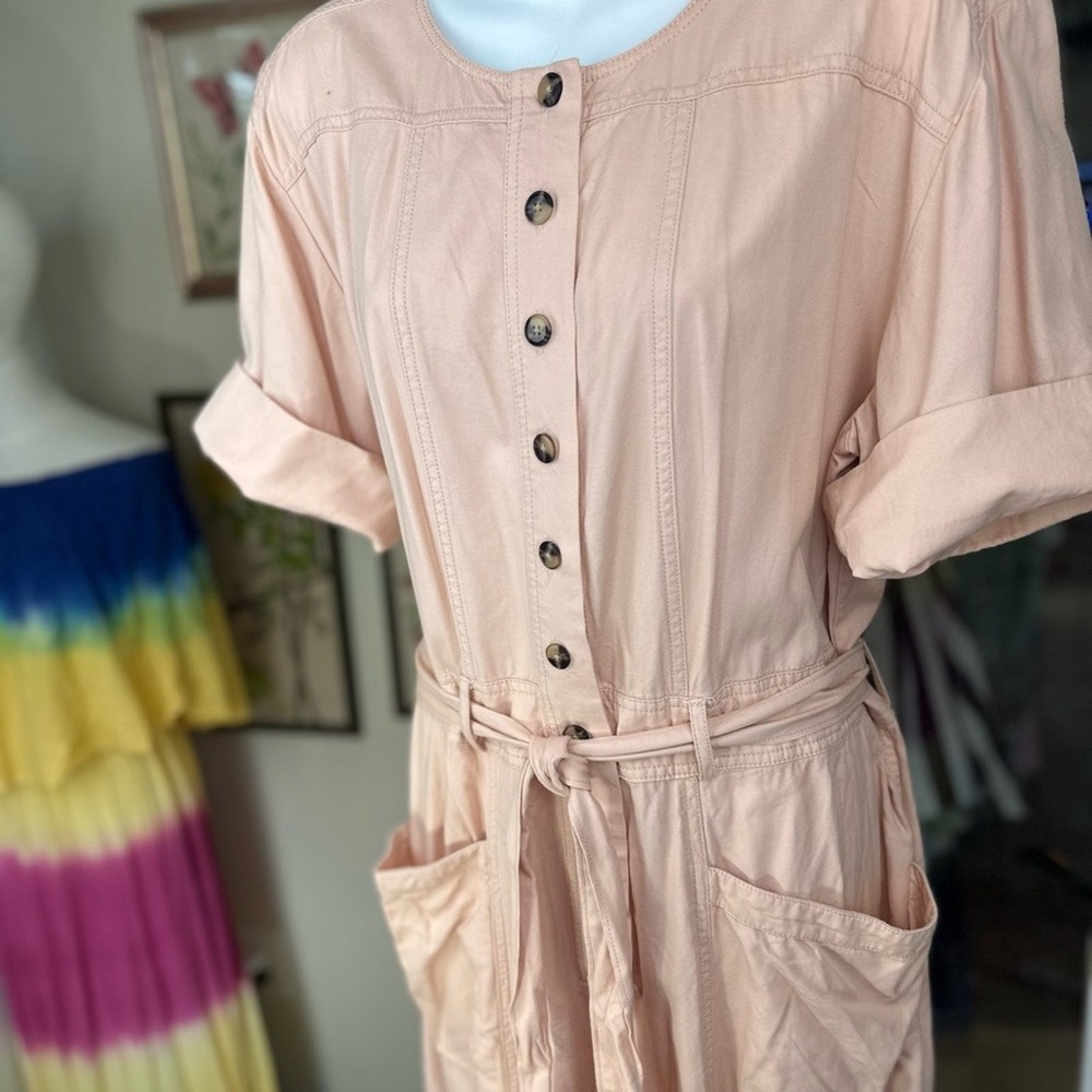Madewell Size 14‎ Pink Top-Stitched Coverall Jumpsuit Bashful Blush pink - Picture 12 of 12